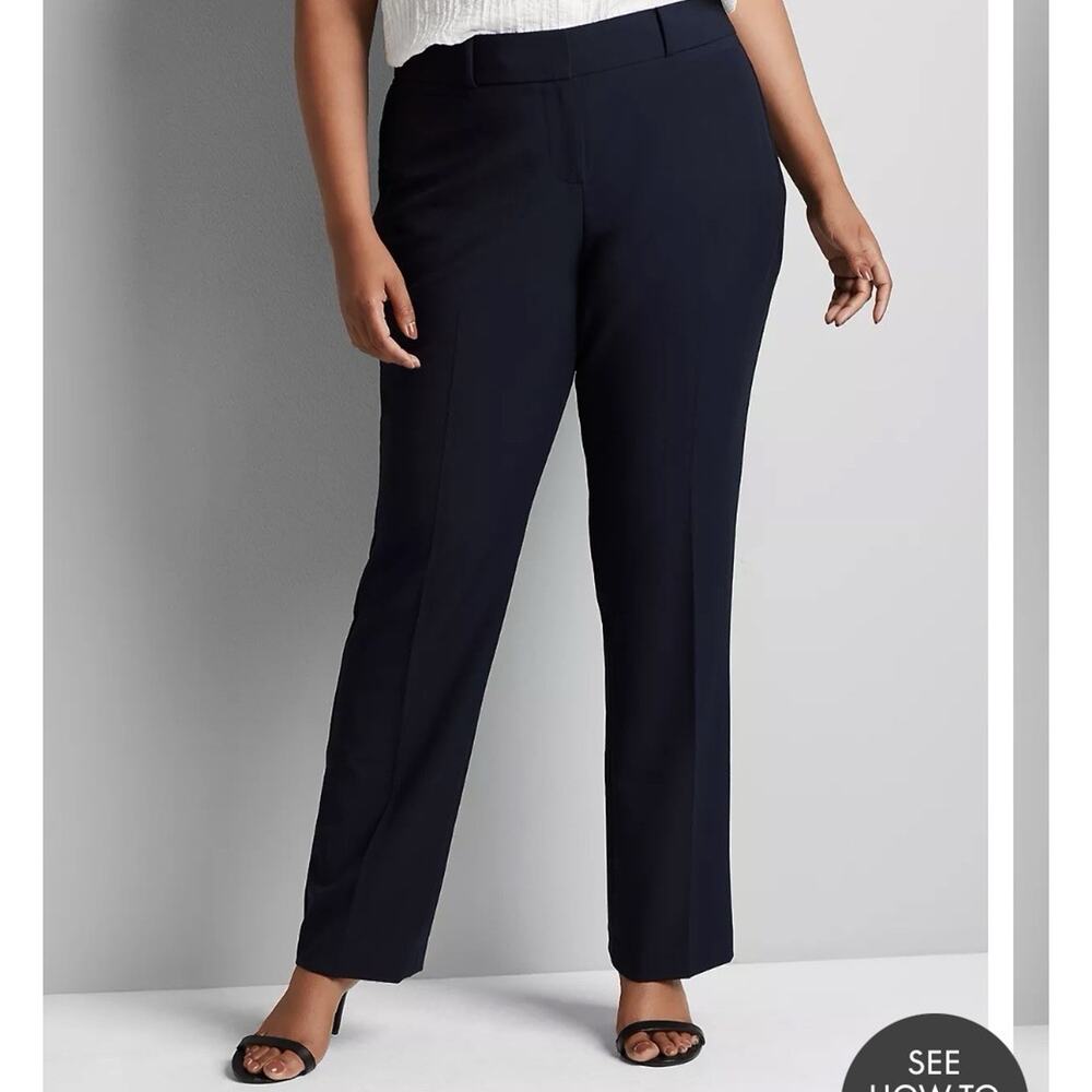 Lane Bryant New Perfect Straight Leg Pants High Rise Stretch Navy Plus 24 3X
